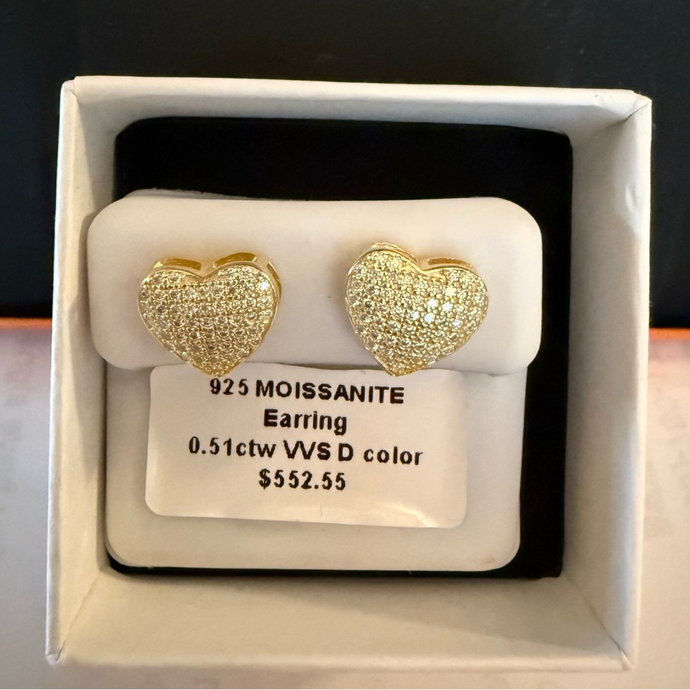 Moissanite heart earrings